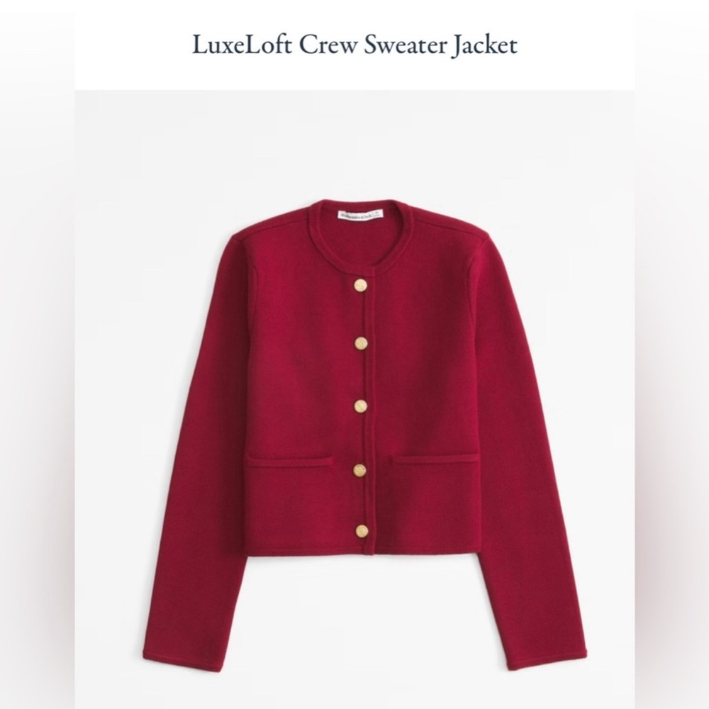 Abercrombie LuxeLoft Crew Sweater Jacket in Red